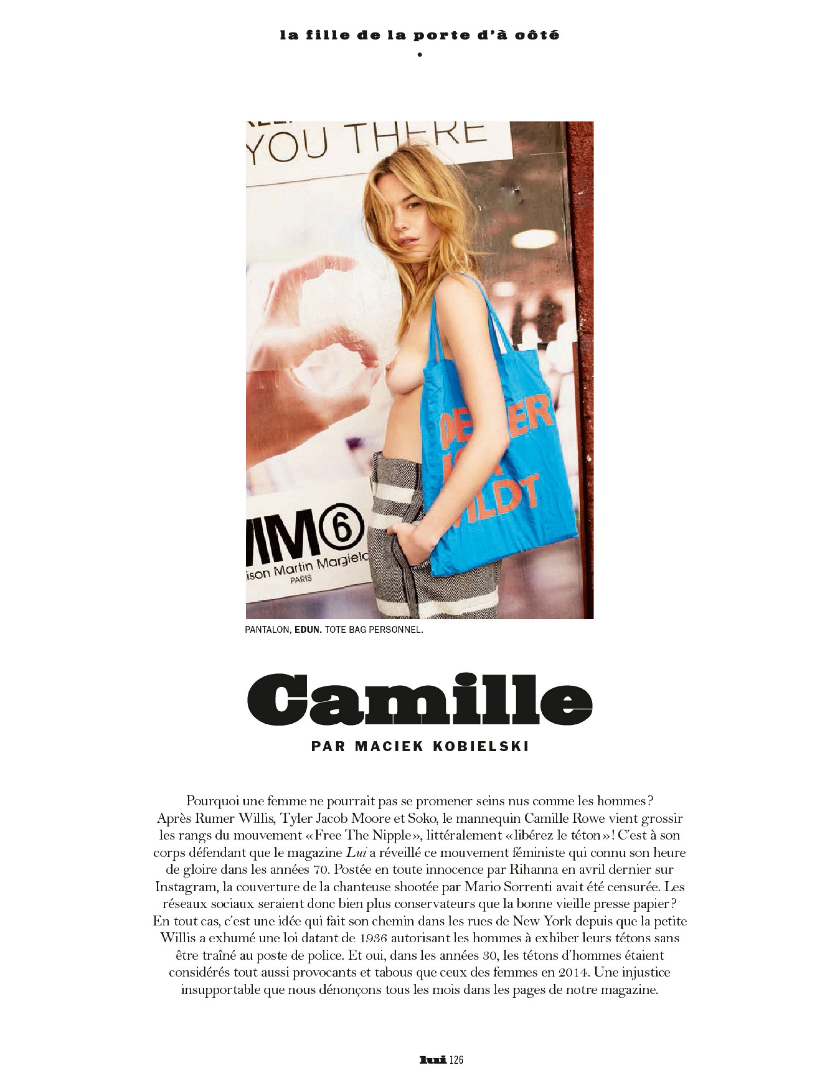Camille Rowe topless for Lui Magazine