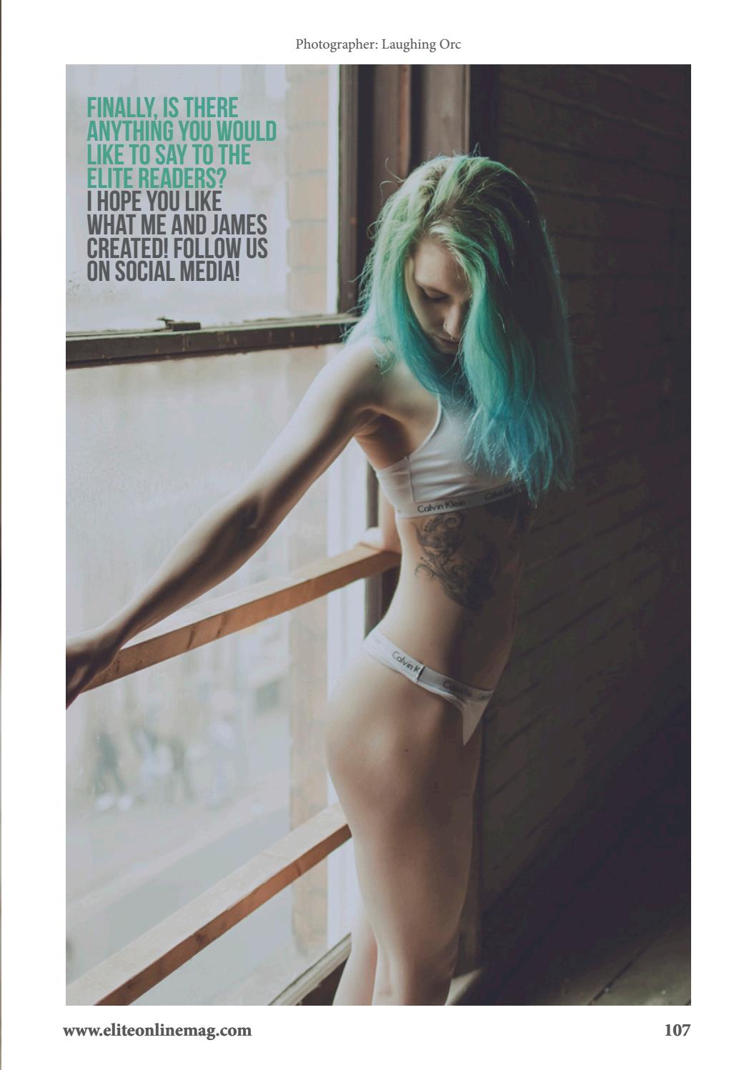Stephanie Jo Storer sexy body and green hair for Elite Magazine