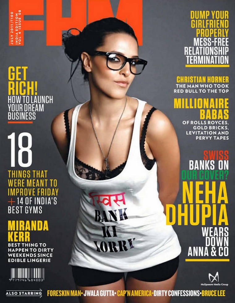 Neha Dhupia looking totally hot in FHM Magazine