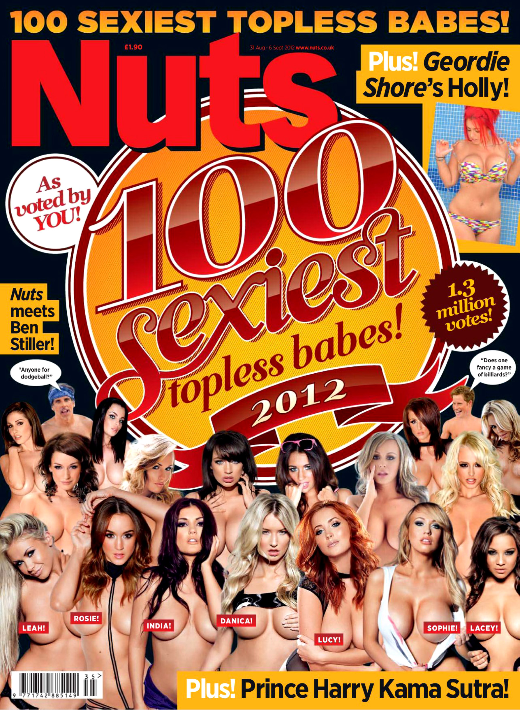 Lucy Pinder and friends for Nuts Magazine’s “100 Sexiest topless babes”